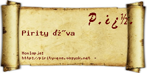 Pirity Éva névjegykártya